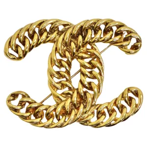 Chanel 1980s 24K Gold Plated CC Chain Brooch