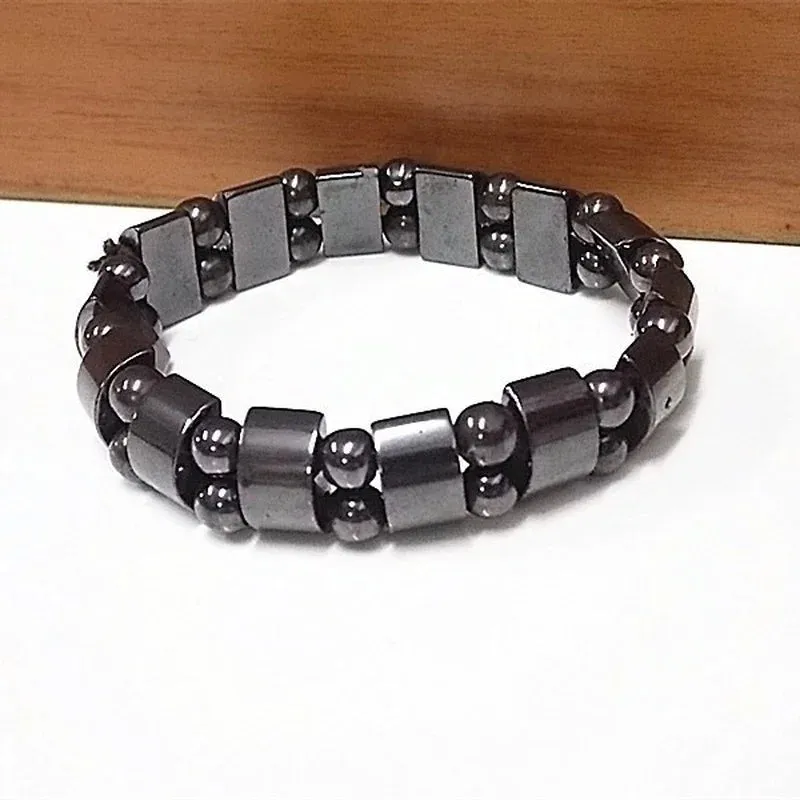 Classical Hematite Energy Beaded Elastic Magnetic Therapy Health Care Loss Weight Bracelets Slimming Health Care for Men Women