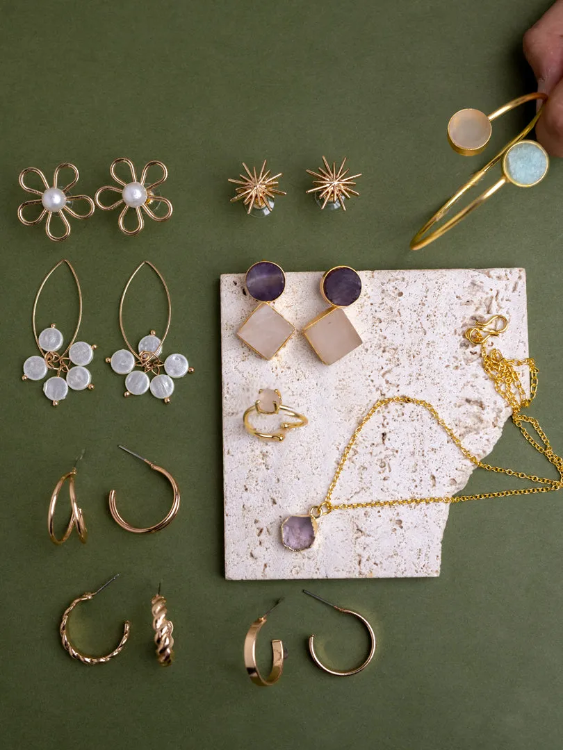 Classy & Crystal Jewellery Hamper (10 Pieces) - 4 Raw Stone Jewels & 6 Everyday Essentials