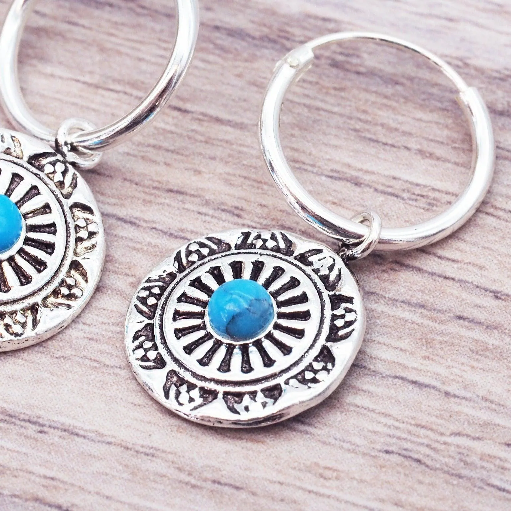 Dainty Turquoise Mandala Earrings