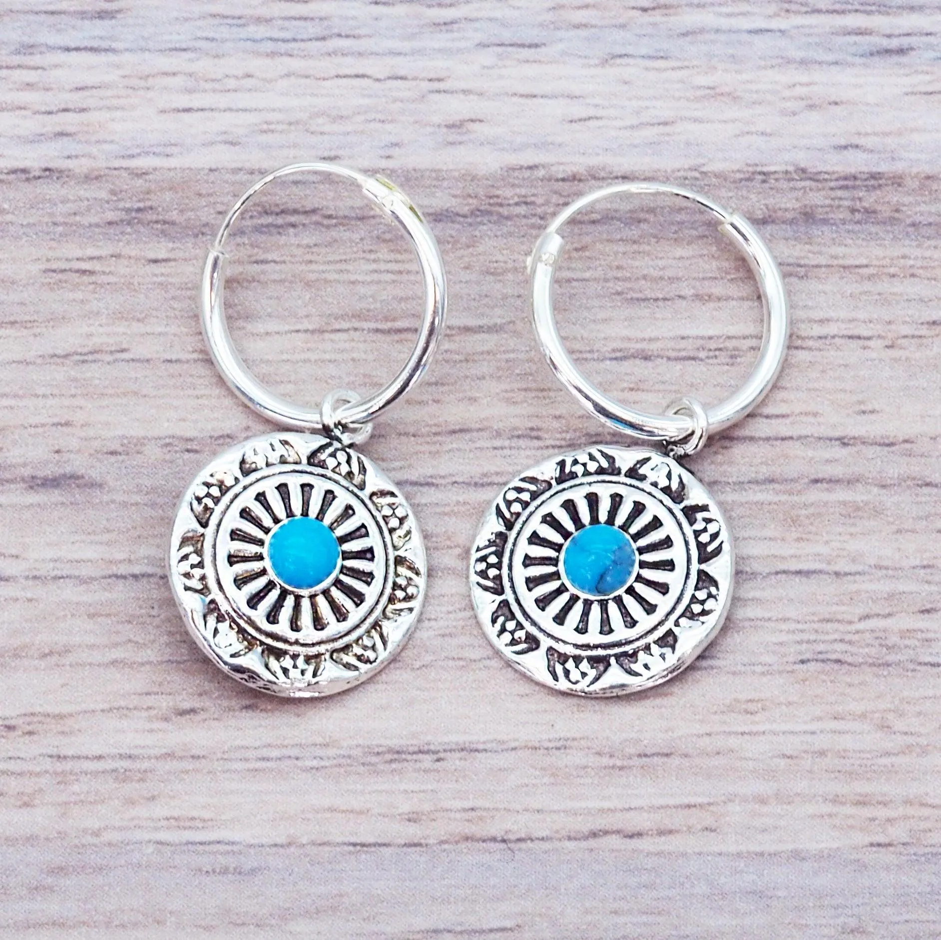 Dainty Turquoise Mandala Earrings