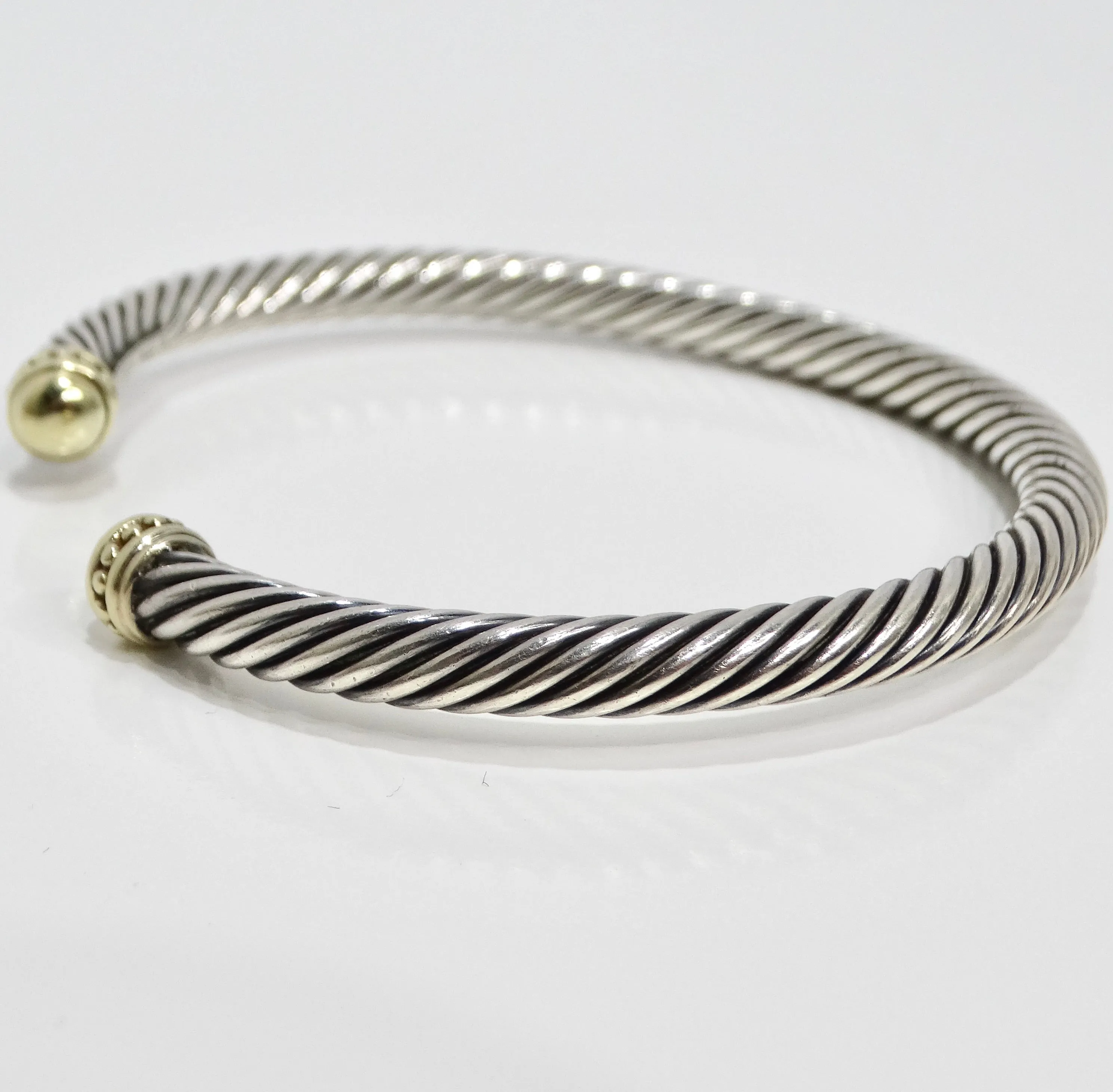 David Yurman 18K Gold Sterling Silver Classic Cable Cuff Bracelet