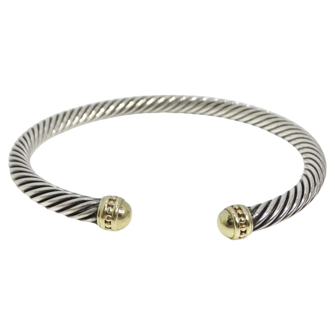 David Yurman 18K Gold Sterling Silver Classic Cable Cuff Bracelet