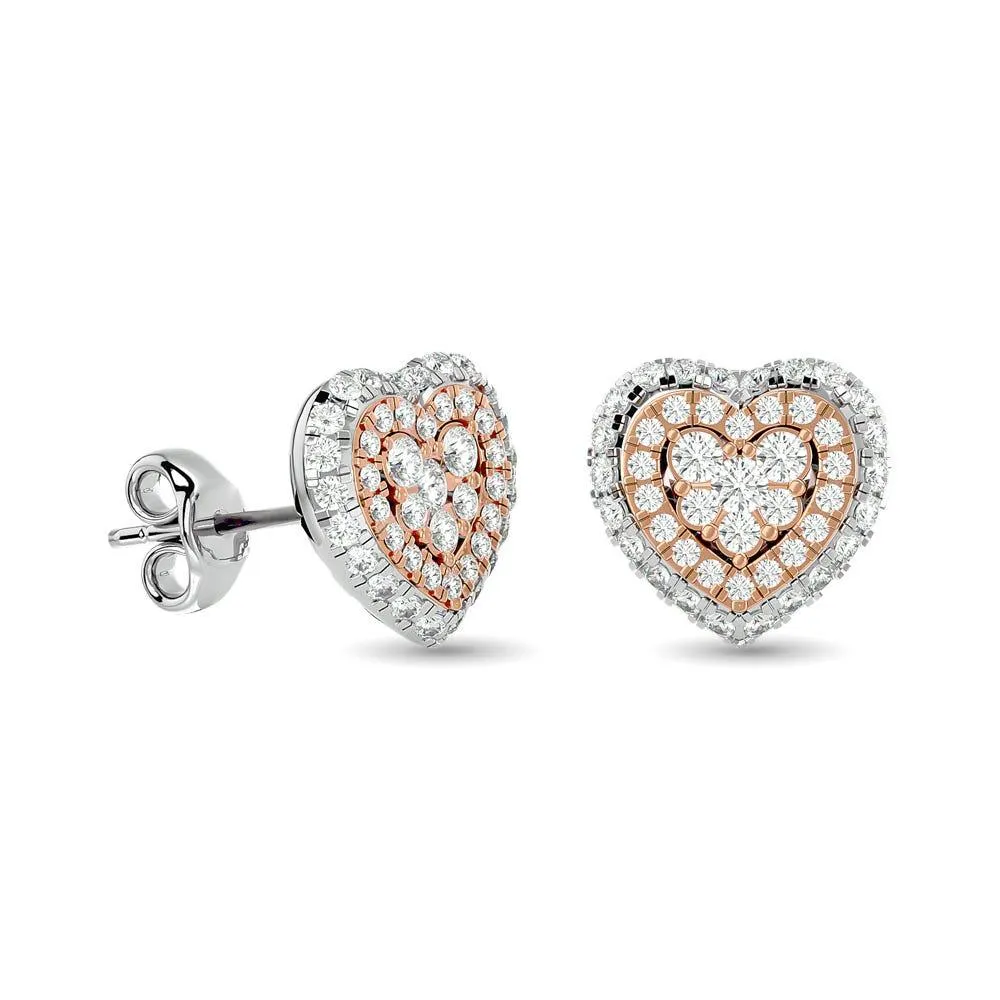 Diamond 5/8 Ct.Tw. Heart Earrings in 14K Two Tone Gold