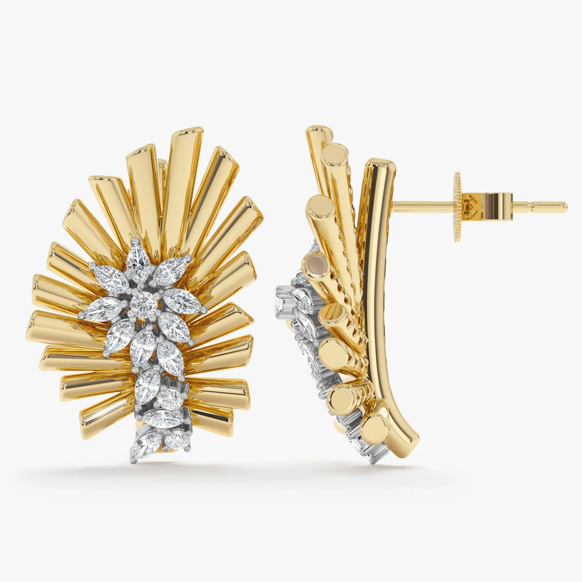 Diamond Cluster Sunburst Earrings, Terre