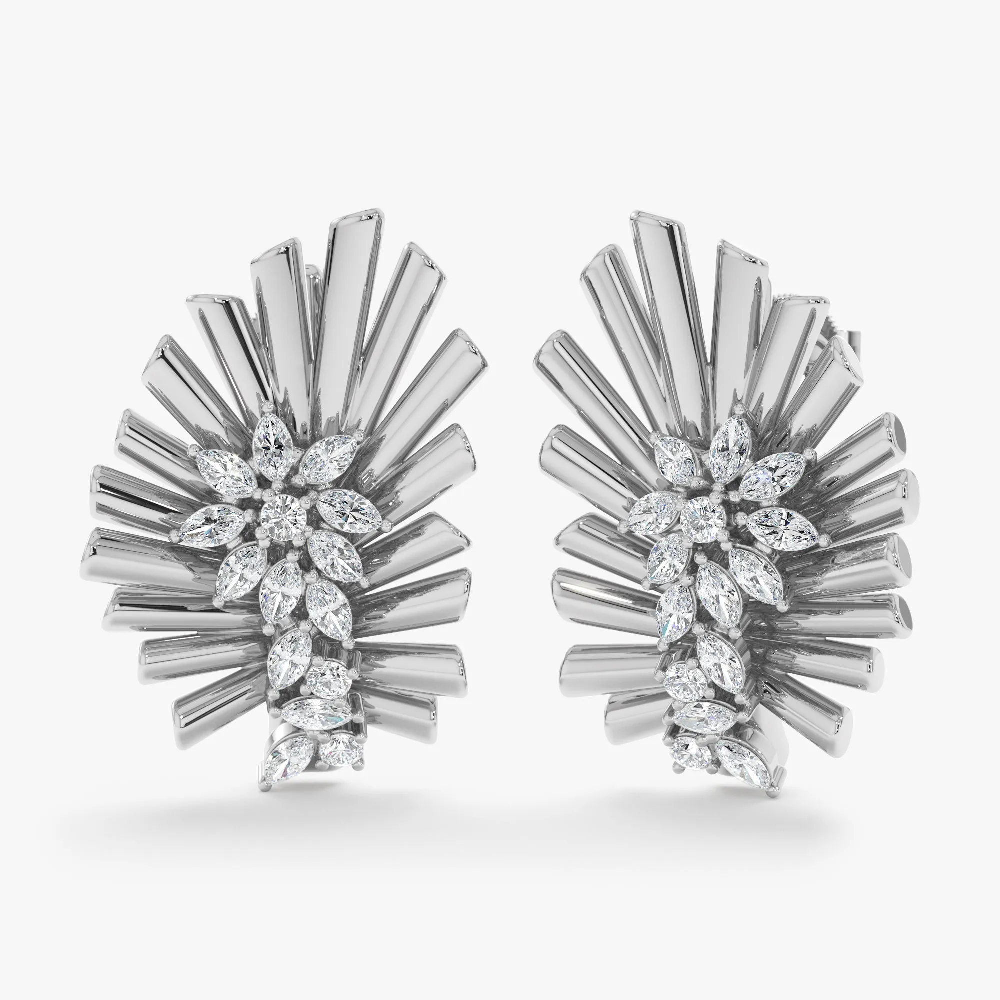 Diamond Cluster Sunburst Earrings, Terre