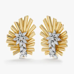 Diamond Cluster Sunburst Earrings, Terre