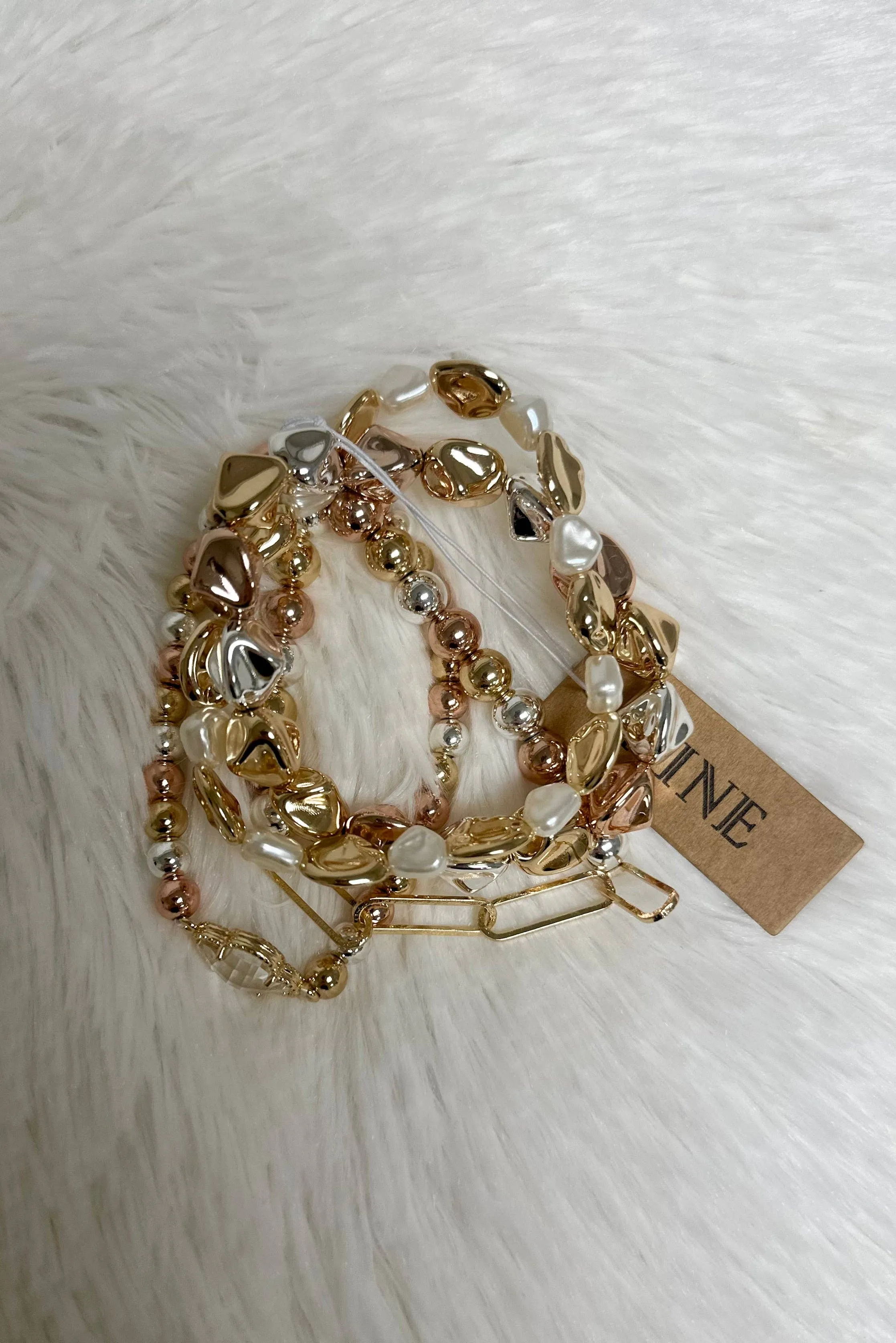 Dorianne Beaded Bracelet Set (GOLD)