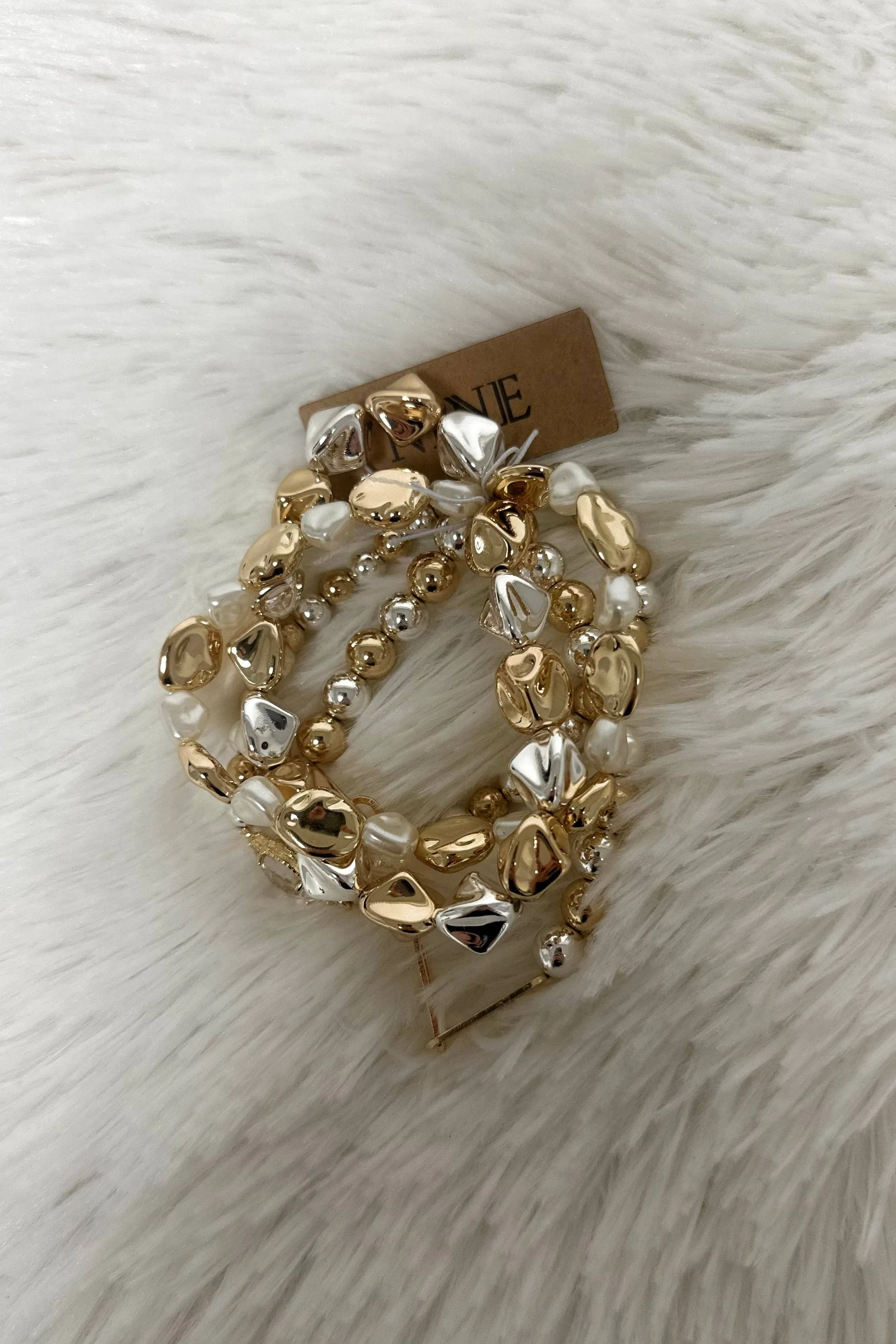 Dorianne Beaded Bracelet Set (GOLD)