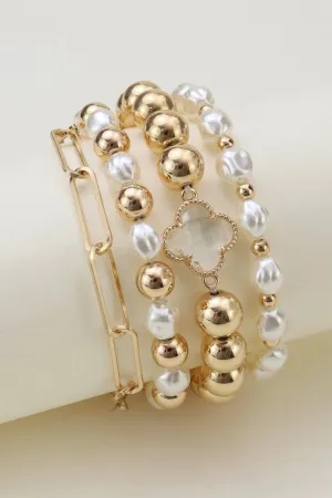 Dorianne Beaded Bracelet Set (GOLD)