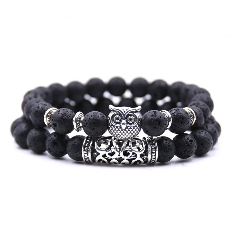 DUOVEI 2 Pcs/Set Natural Stone Beads Men's Dragon Bracelet Set Lava Stone Beaded Bracelets For Women Bileklik pulseras hombre