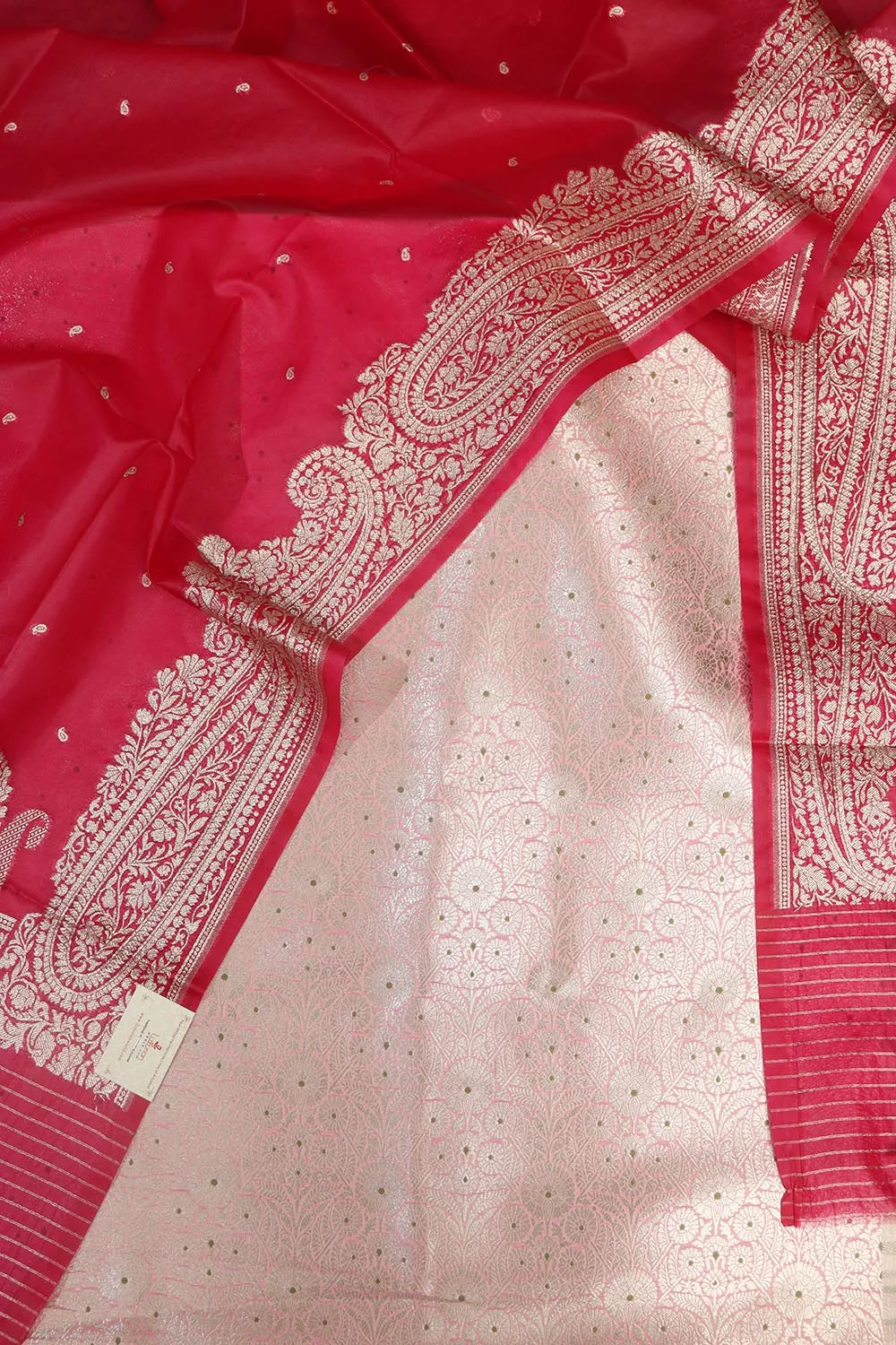 Elegant Pink Banarasi Brocade Silk Suit With Pink Banarasi Organza Silk Dupatta