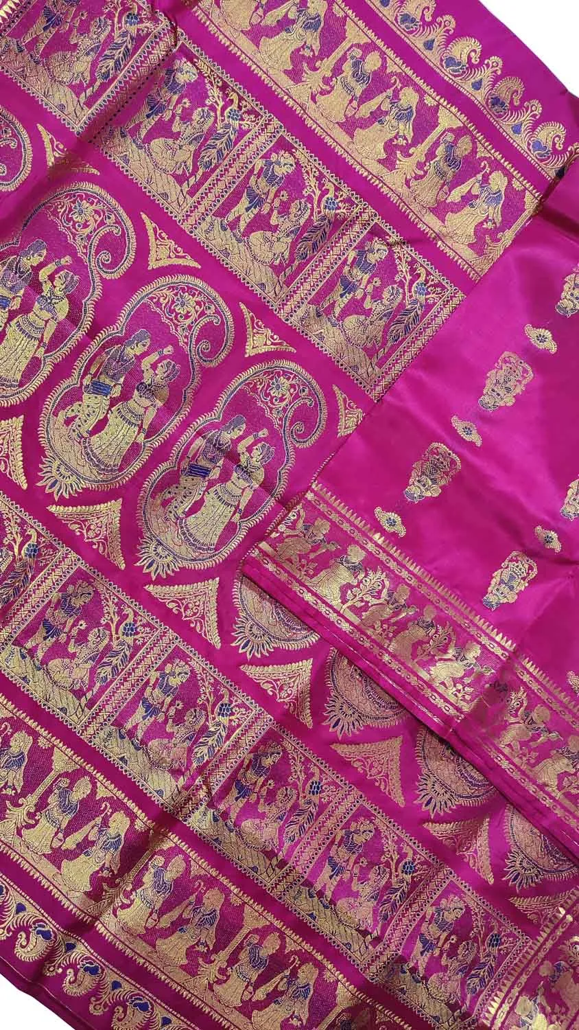 Elegant Pink Handloom Swarnachari Pure Silk Saree