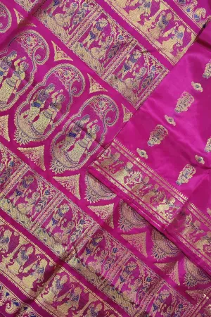 Elegant Pink Handloom Swarnachari Pure Silk Saree