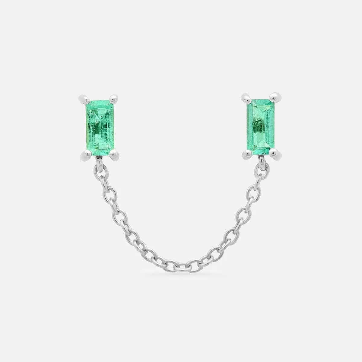 Emerald Baguette Chain Stud