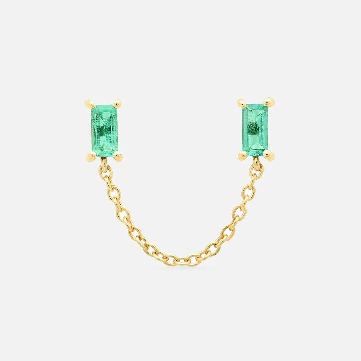 Emerald Baguette Chain Stud