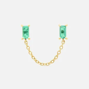 Emerald Baguette Chain Stud