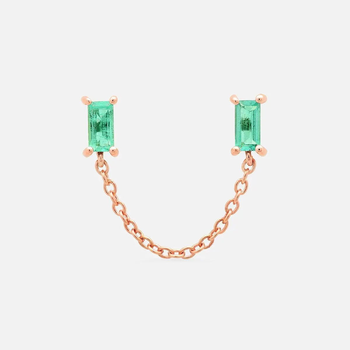 Emerald Baguette Chain Stud