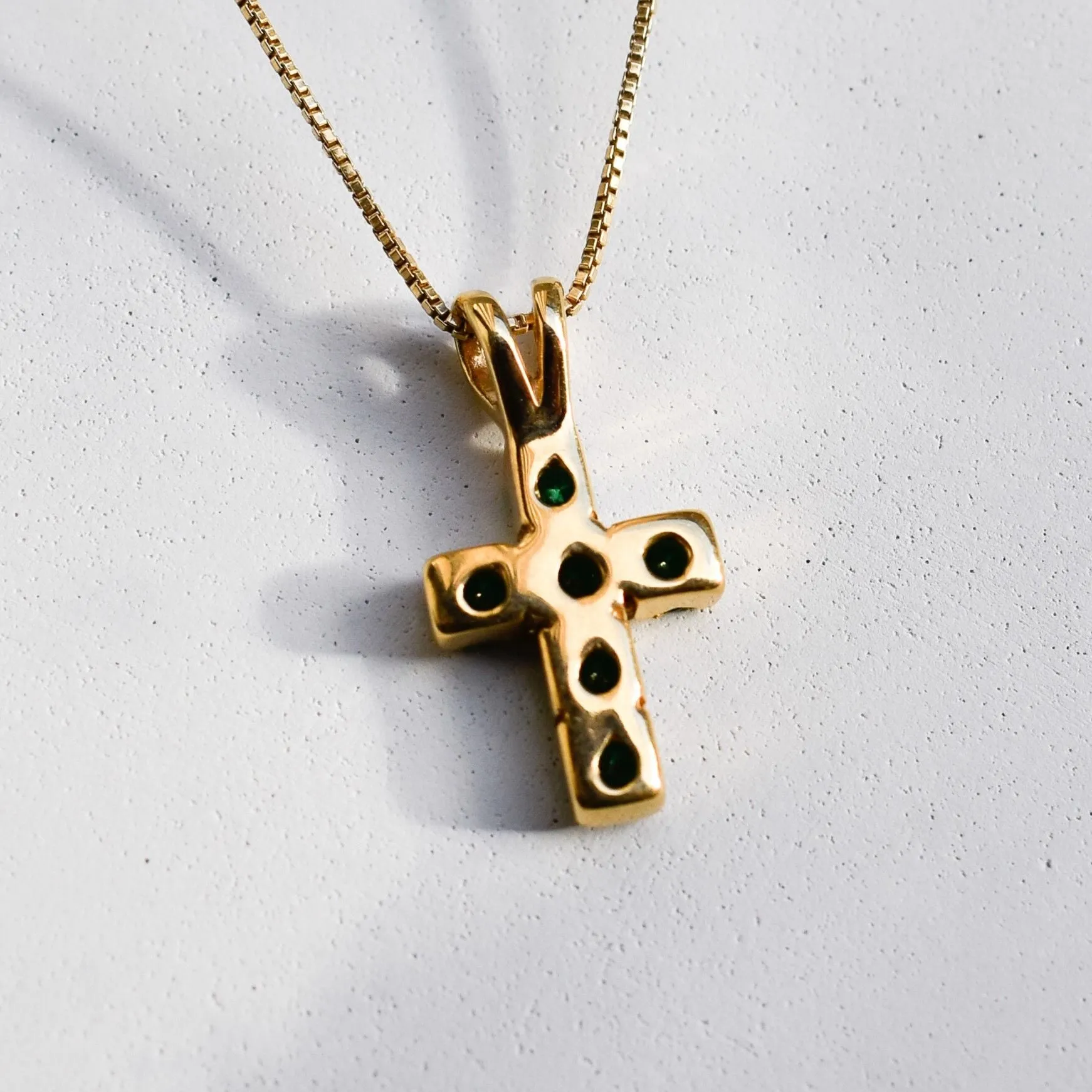 Emerald Cross Pendant - Gold Emerald Necklace - Green Cross Pendant