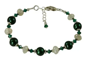 Emerald Pearl Chalcedony Gemstone Bracelet