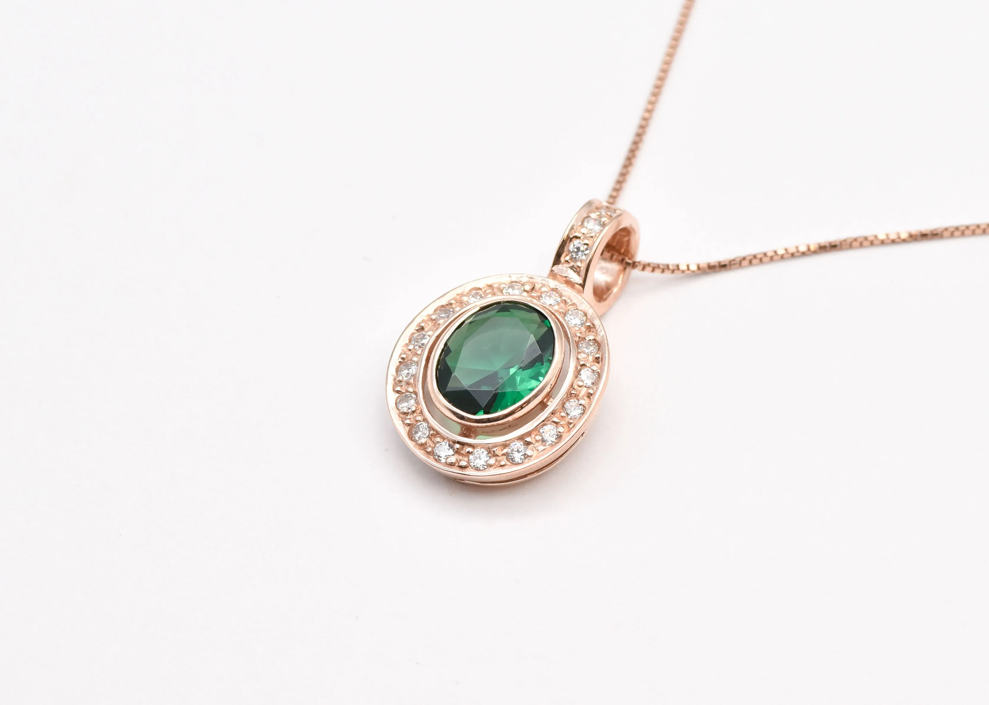 Emerald Victorian Necklace - Rose Gold Emerald Pendant - Vintage Emerald Necklace