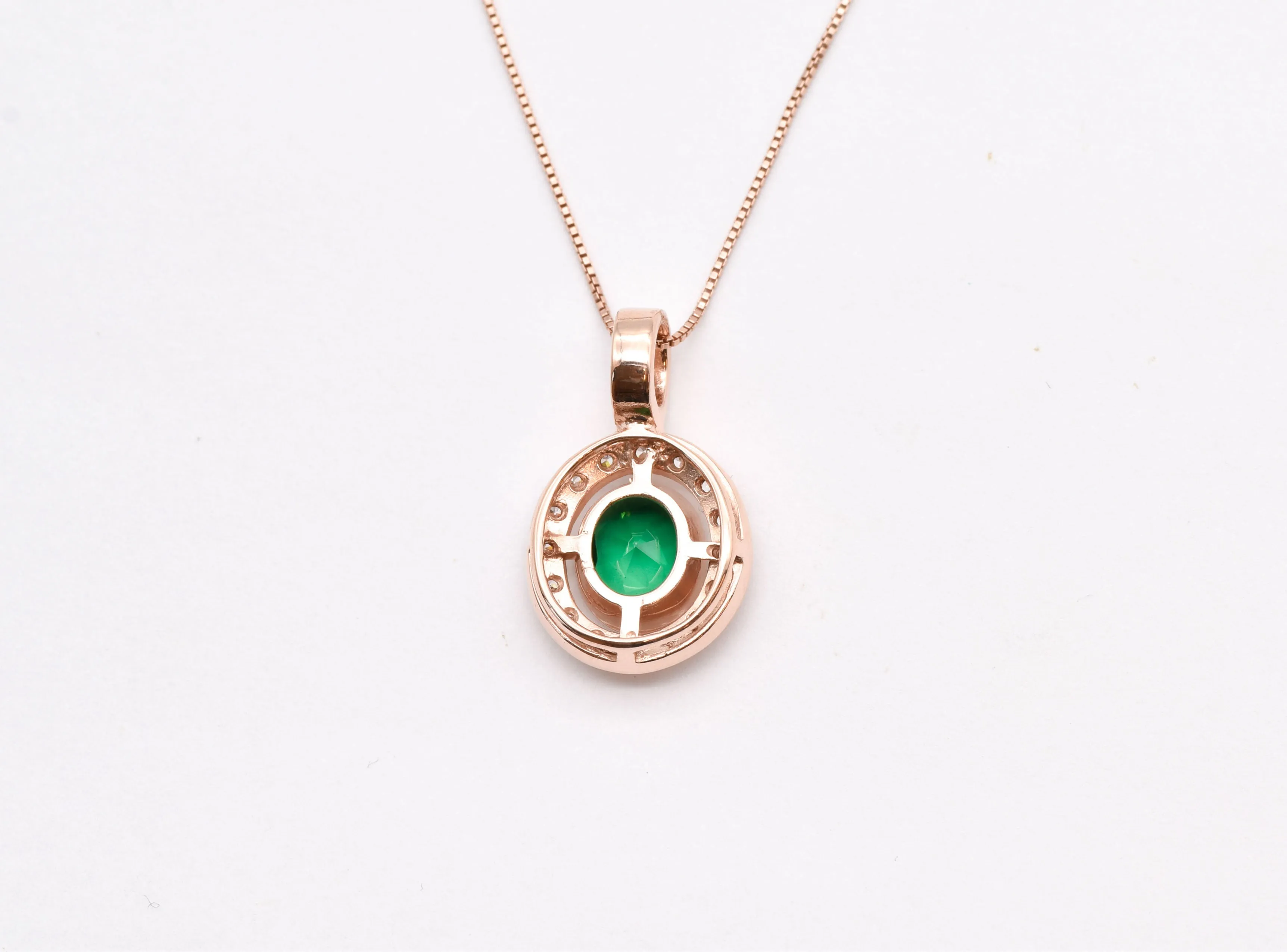 Emerald Victorian Necklace - Rose Gold Emerald Pendant - Vintage Emerald Necklace