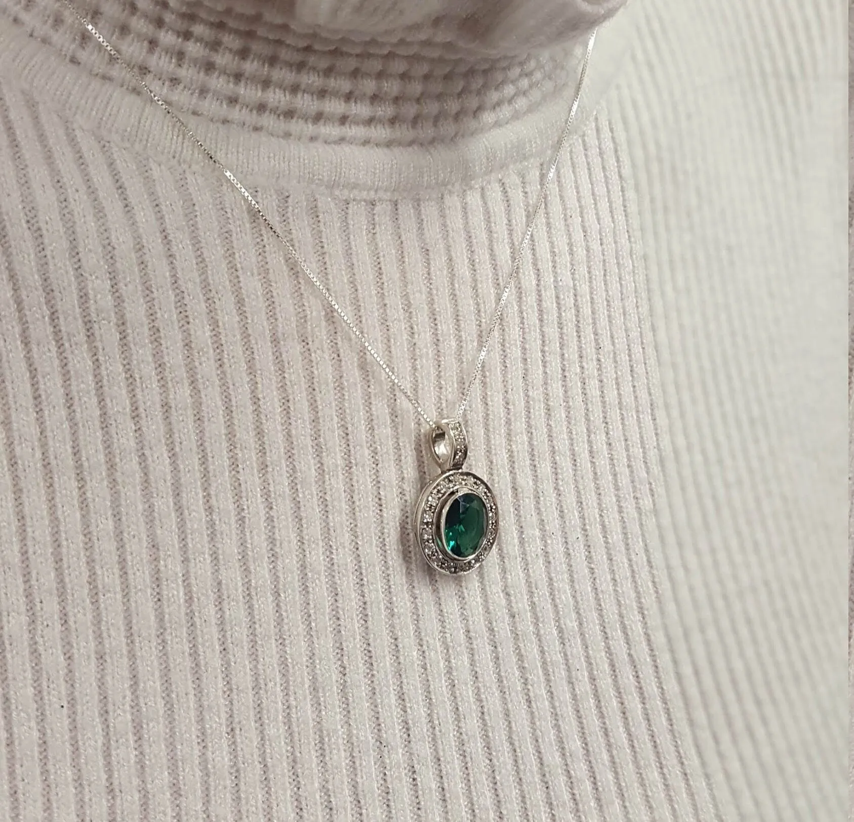 Emerald Victorian Necklace - Rose Gold Emerald Pendant - Vintage Emerald Necklace