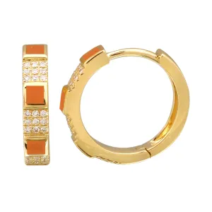 Enamel Block Pave Hoops