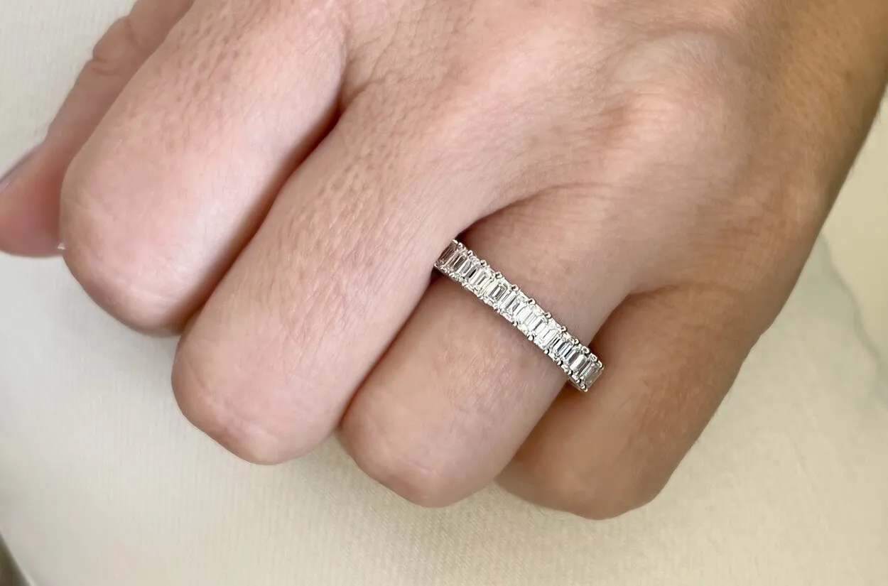 Eternity Ring 2.62cts Emerald Cut Diamonds & Platinum