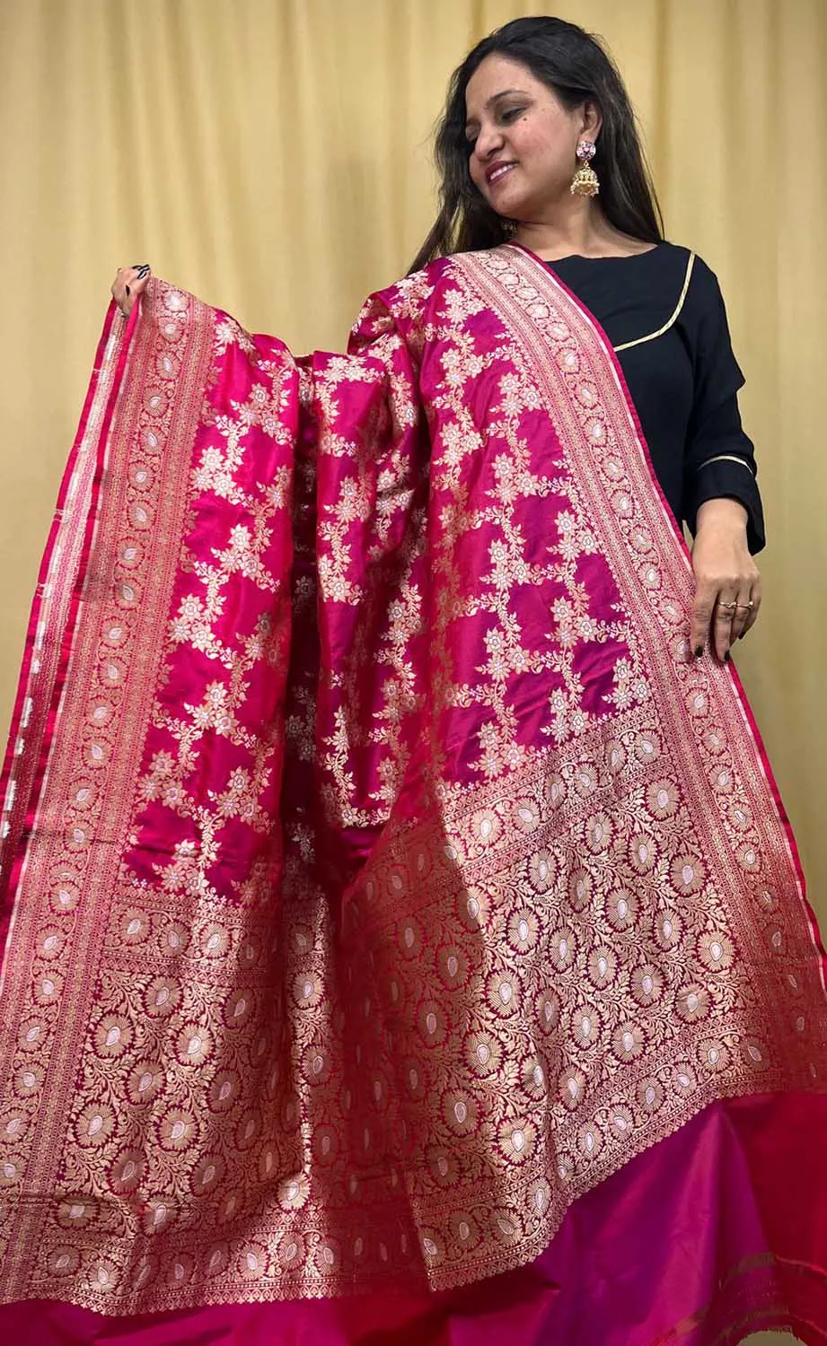 Exquisite Dual Tone Pink Banarasi Handloom Katan Silk Dupatta