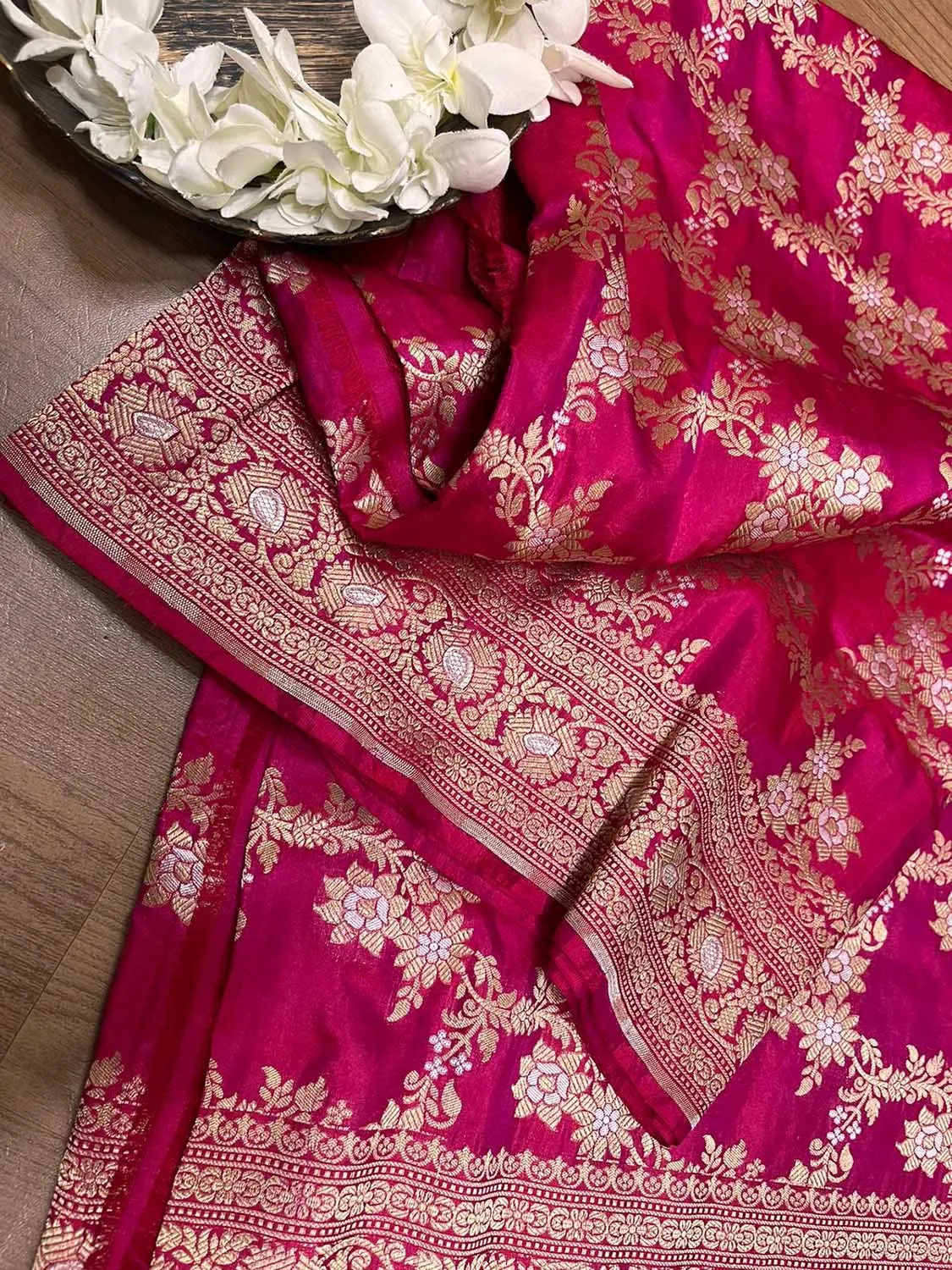 Exquisite Dual Tone Pink Banarasi Handloom Katan Silk Dupatta