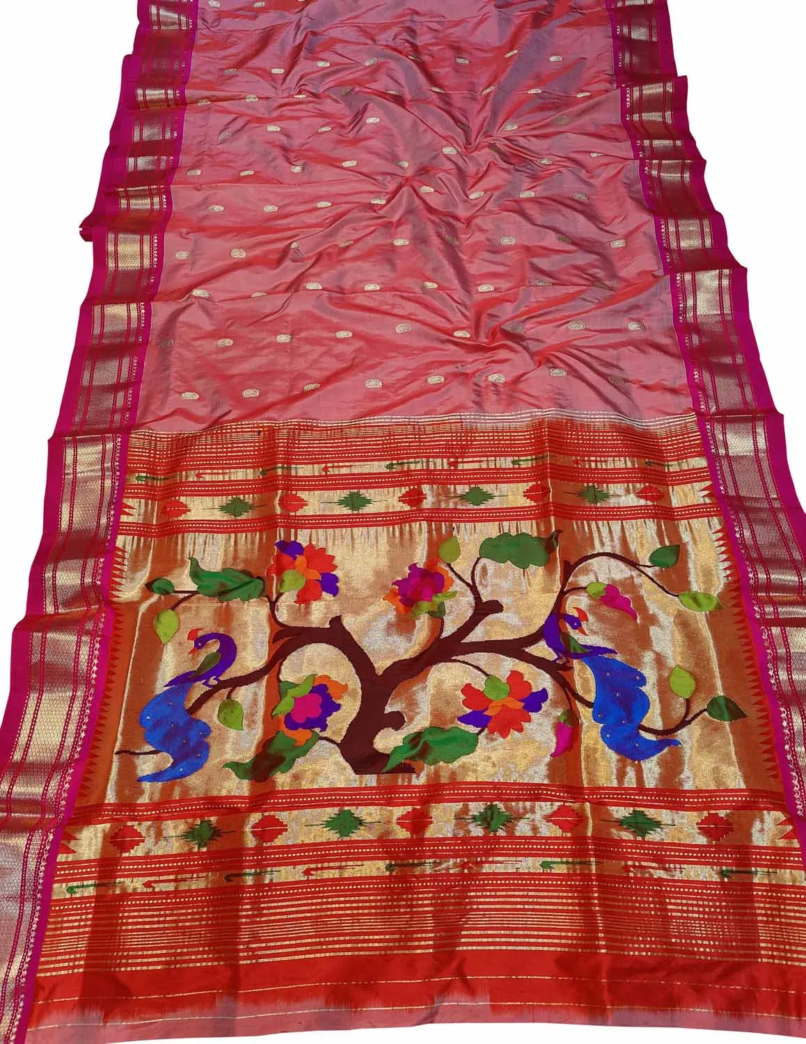 Exquisite Pink Paithani Pure Silk Saree - Handloom Beauty