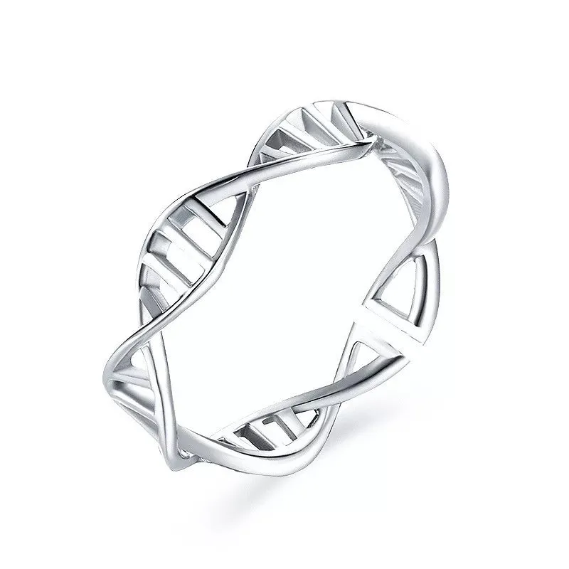 Fashion DNA Chemistry Molecule Open Rings For Women Men Simple Style Rose Silver Color Finger Jewelry Party Gifts