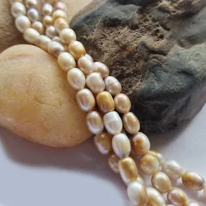 Freshwater, Pear, Real, Pearl, Sold, Per, Line, about,  46 Beads, String, Oval Natural, Color Size, Approximately 6~8mm