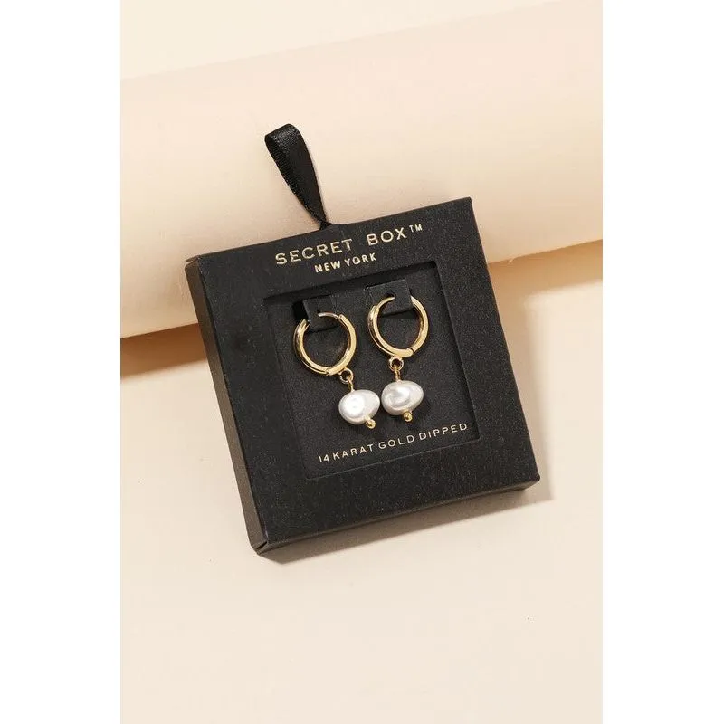 Gemma Pearl Drop Hoop Earrings