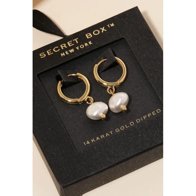 Gemma Pearl Drop Hoop Earrings