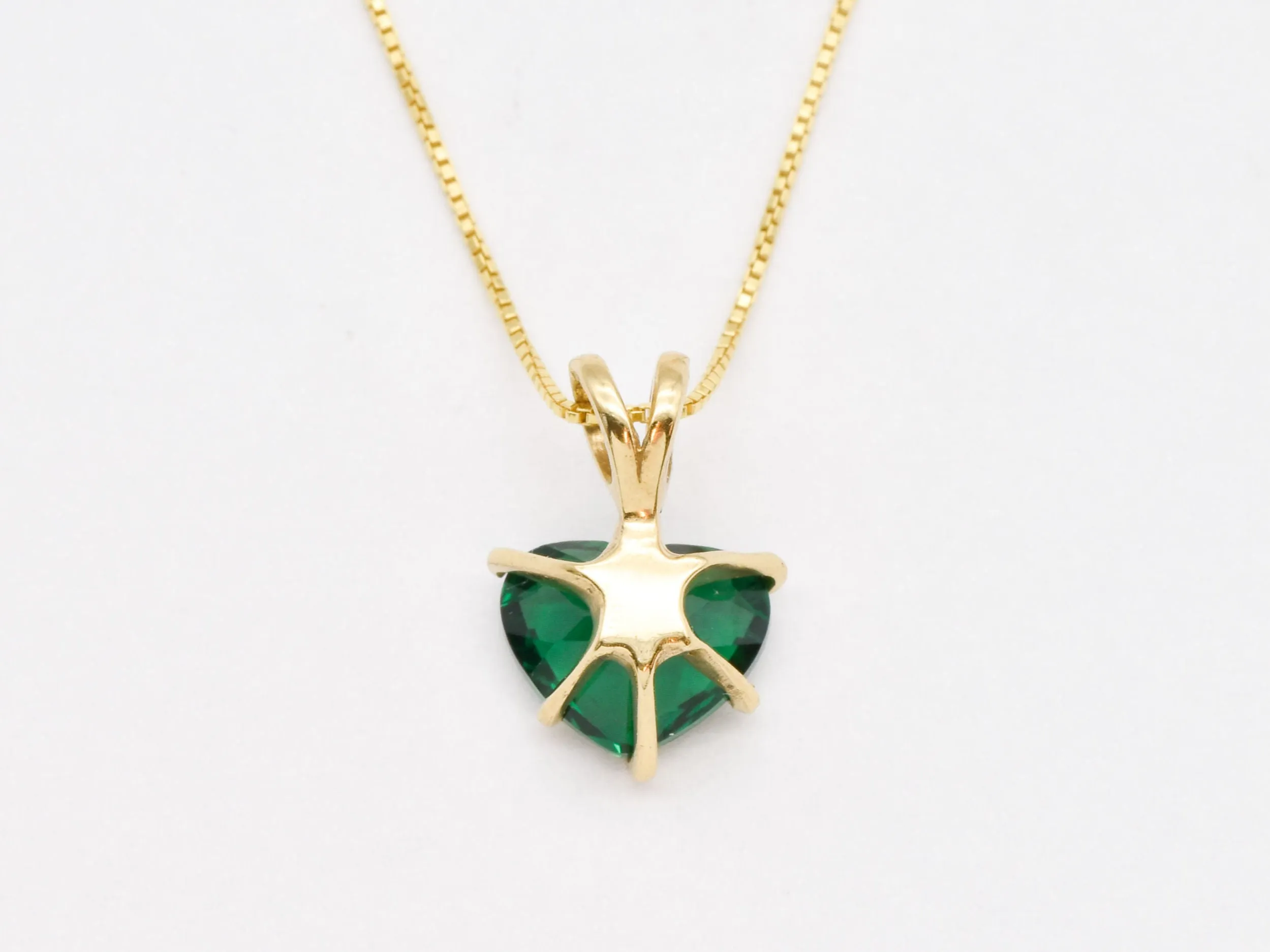 Gold Emerald Pendant - Green Heart Necklace - Classic Love Necklace