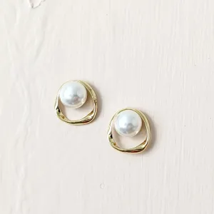 Gold Hoop Pearl Earrings | PS 374