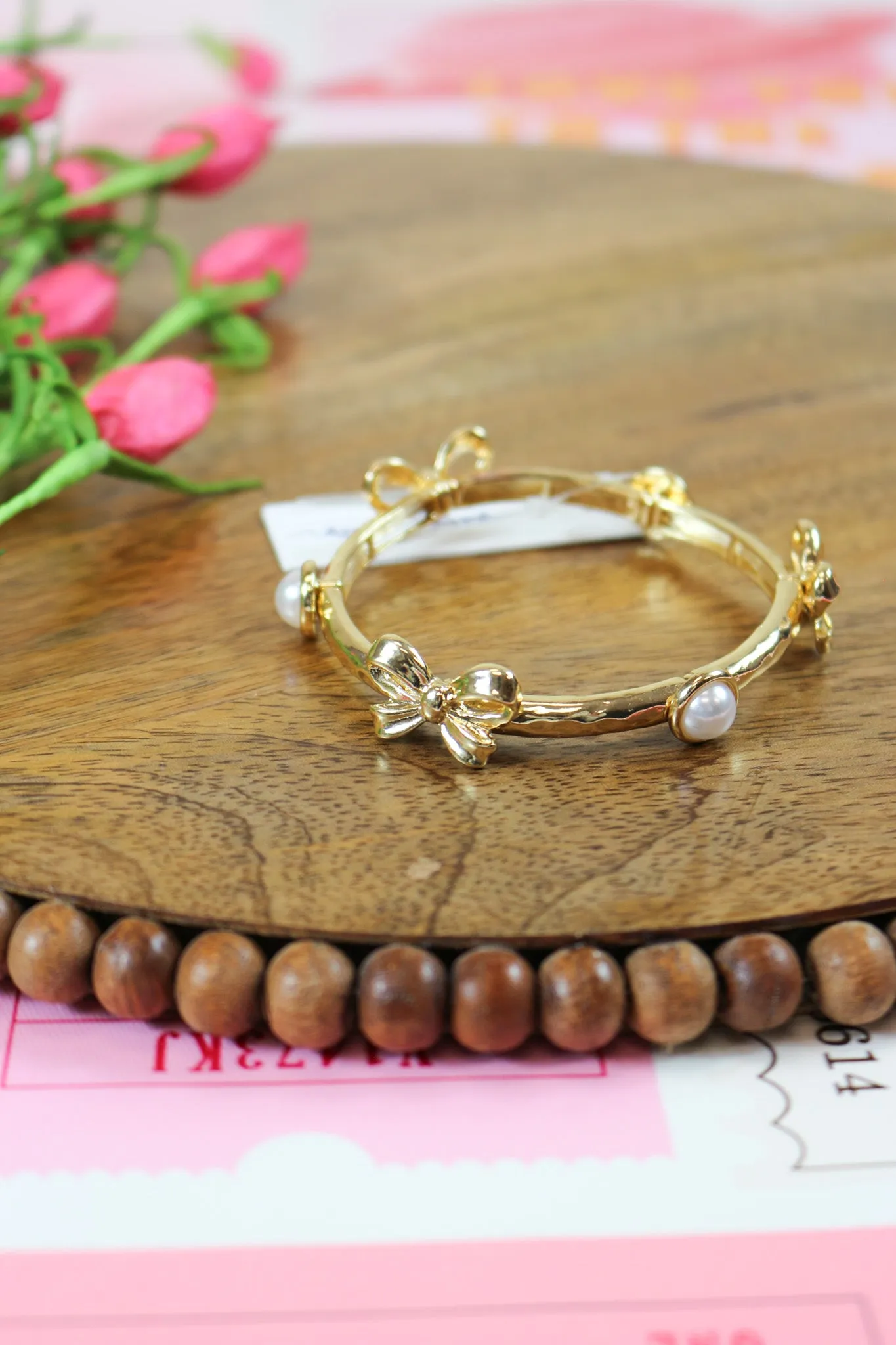 Gold Metal Bow Stretch Bracelets