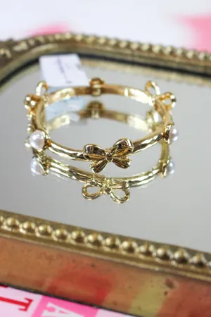 Gold Metal Bow Stretch Bracelets