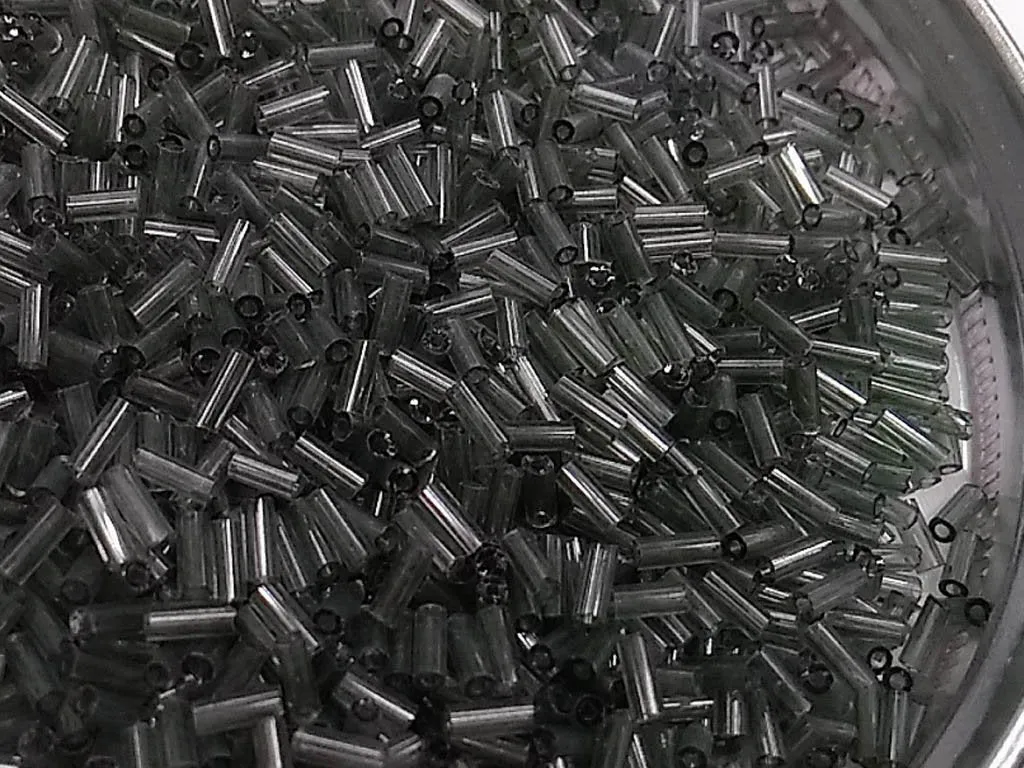 Gray Transparent Pipe / Bugle Glass Seed Beads