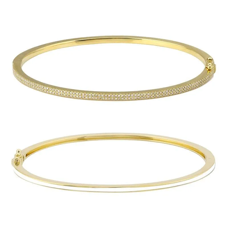 Half Enamel Pave Skinny Bangle