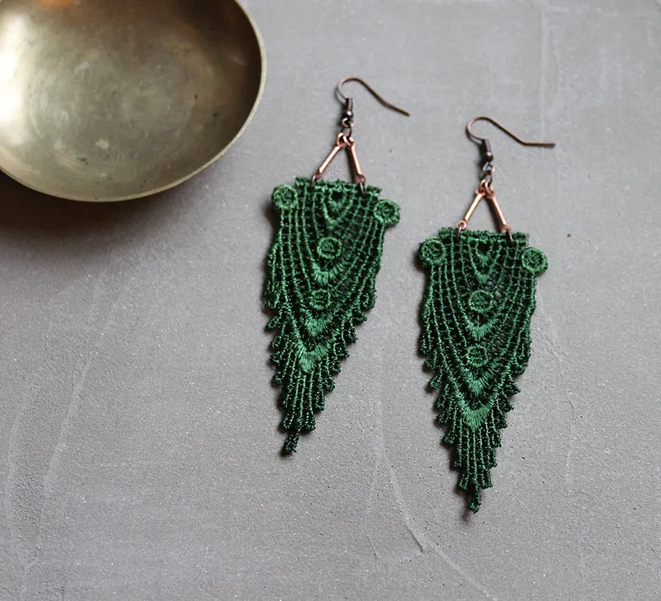 hippolyta green lace earrings