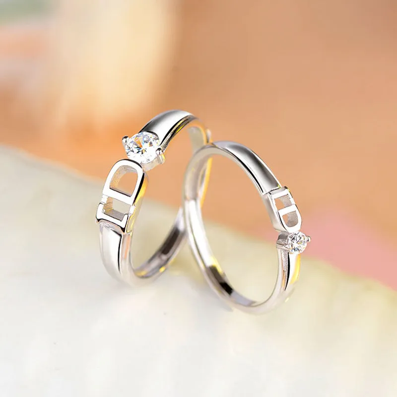 I Do with Zircon Silver Couple Rings for Women