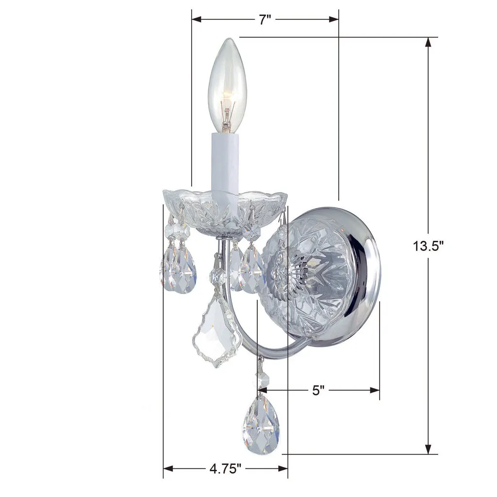 Imperial 1 Light Hand Cut Crystal Polished Chrome Sconce