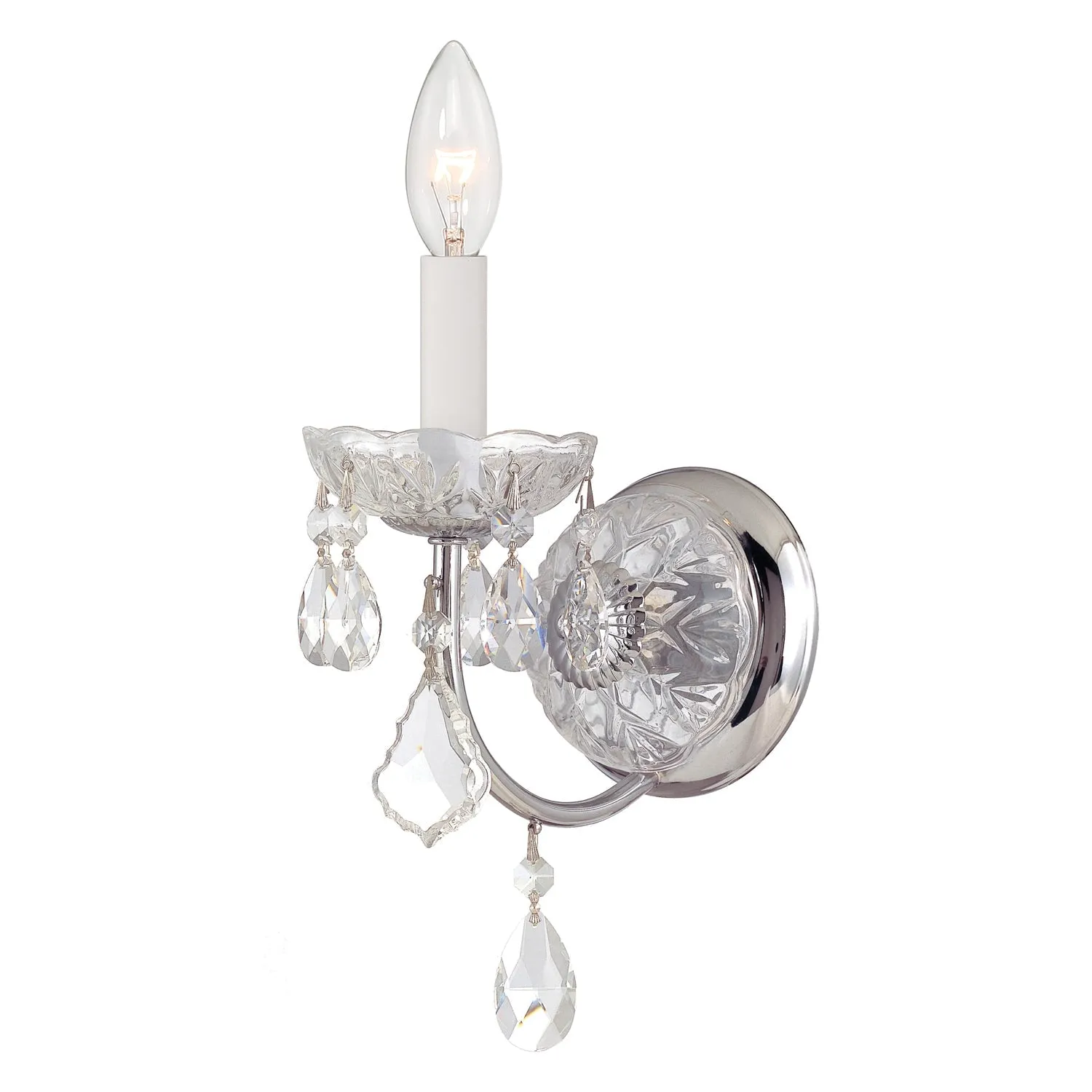 Imperial 1 Light Hand Cut Crystal Polished Chrome Sconce