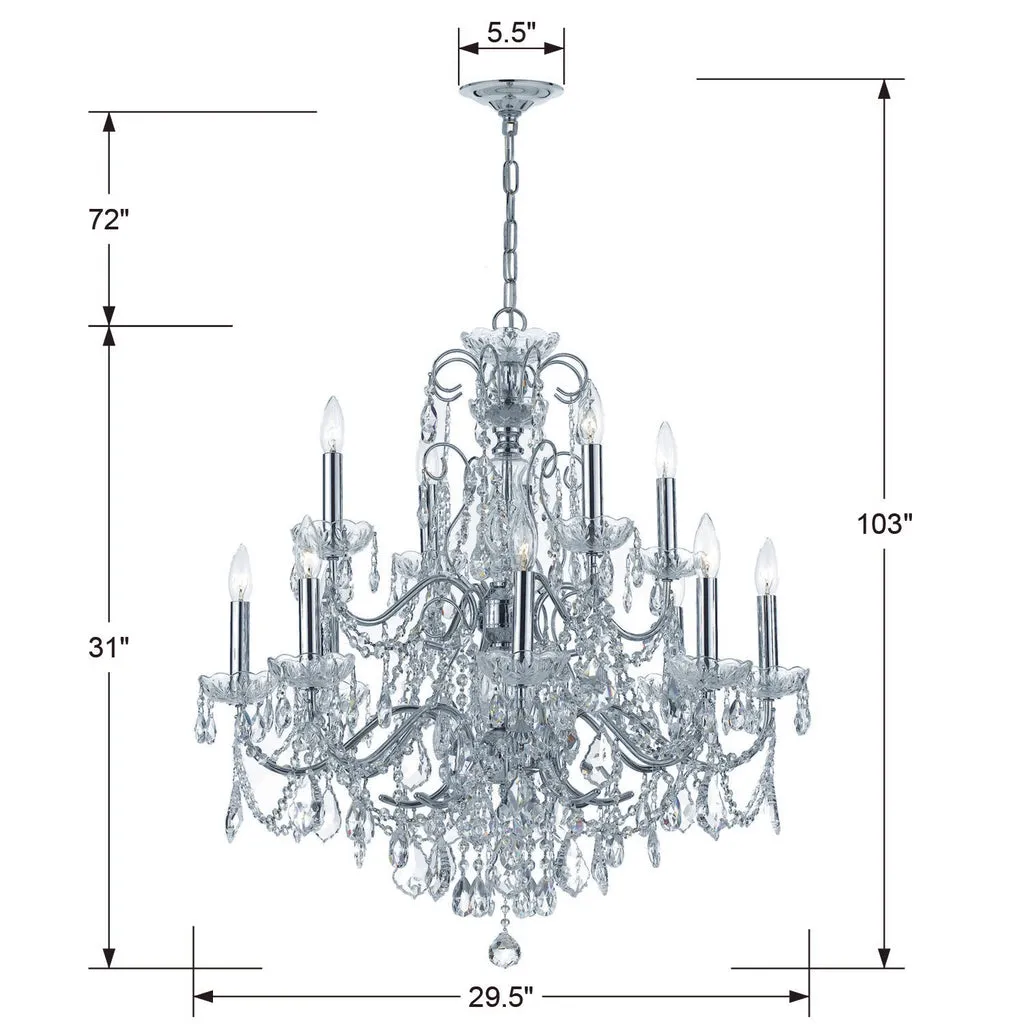 Imperial 12 Light Hand Cut Crystal Polished Chrome Chandelier