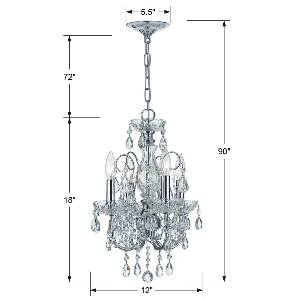 Imperial 4 Light Clear Italian Crystal Polished Chrome Mini Chandelier