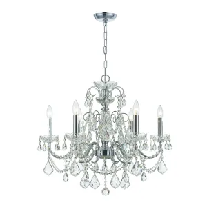 Imperial 6 Light Clear Italian Crystal Polished Chrome Chandelier