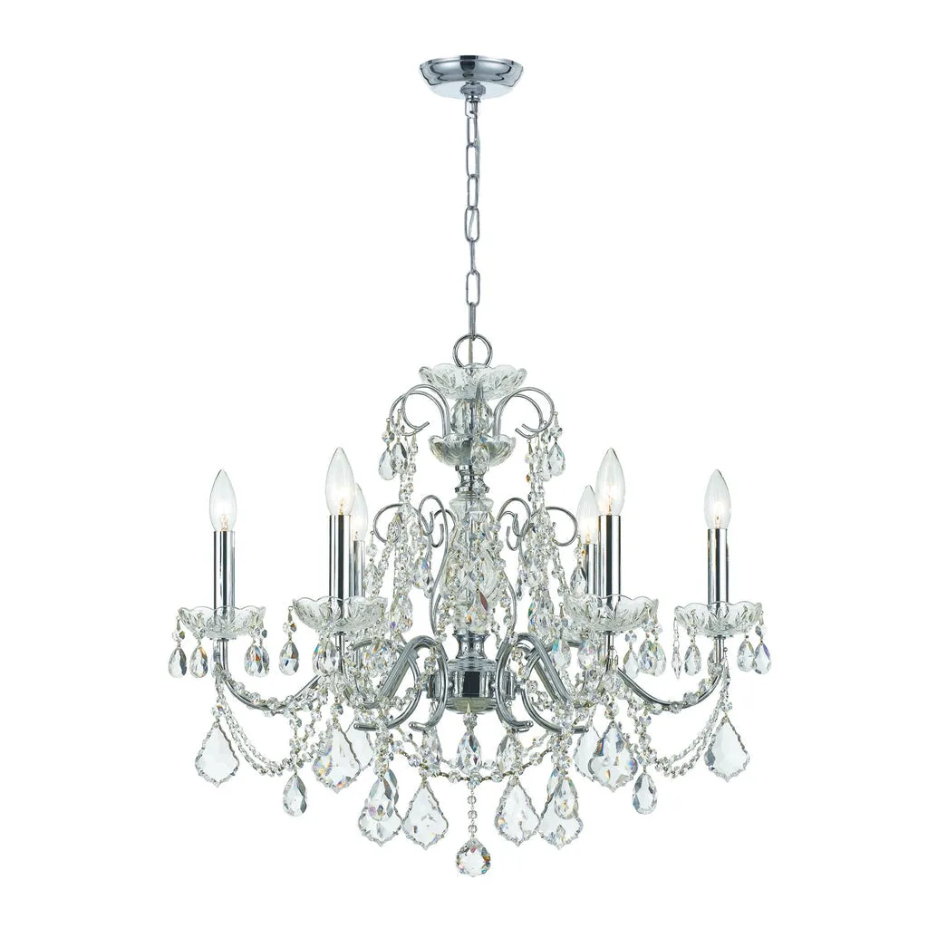 Imperial 6 Light Clear Italian Crystal Polished Chrome Chandelier